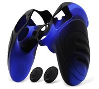 PlayVital Funda de Silicona Antideslizante para ps5 Edge - Cubierta Protectora con 2 Tapas para Joysticks, Protector de Goma para ps5 Edge Mando, Diseño Ergonómico (Edición Guardian - Azul&Negro)