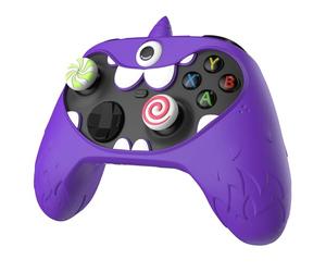 PlayVital Funda de Silicona Antideslizante para Xbox Series X & S, Cubierta Protectora con Tapas de Joystick y Pegatinas Decorativas para Xbox Core, Diseño Único de MonoEye Monster (Violeta)