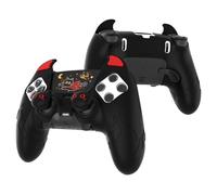 PlayVital Funda de Silicona Cute Demon para ps5 Edge Mando - Carcasa Kawaii con Tapas para Joystick y Pegatina para Panel Táctil, Protector Antideslizante para Gamepad (Negro)