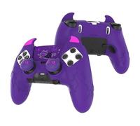 PlayVital Funda de Silicona Cute Demon para ps5 Edge Mando - Carcasa Kawaii con Tapas para Joystick y Pegatina para Panel Táctil, Protector Antideslizante para Gamepad (Violeta)