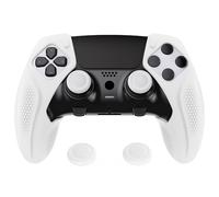 PlayVital Funda de Silicona Media Cubierta para ps5 Edge Control - Protector Antideslizante, Funda Ergonómica de Goma Suave con Tapas de Joysticks, Edición Ninja (Blanco)