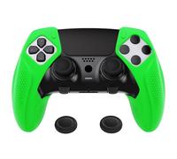 PlayVital Funda de Silicona Media Cubierta para ps5 Edge Control - Protector Antideslizante, Funda Ergonómica de Goma Suave con Tapas de Joysticks, Edición Ninja (Verde)