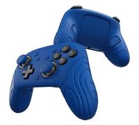 PlayVital Funda de Silicona para Nintendo Switch 2 Pro Mando, Carcasa Protectora Antideslizante y Antigolpes con Botones Traseros & Grips para Pulgares & Pegatinas - Edición Samurai (Azul Oscuro)