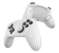 PlayVital Funda de Silicona para Nintendo Switch 2 Pro Mando, Carcasa Protectora Antideslizante y Antigolpes con Botones Traseros & Grips para Pulgares & Pegatinas - Edición Samurai (Blanco)