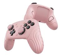 PlayVital Funda de Silicona para Nintendo Switch 2 Pro Mando, Carcasa Protectora Antideslizante y Antigolpes con Botones Traseros & Grips para Pulgares & Pegatinas - Edición Samurai (Rosa)