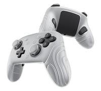 PlayVital Funda de Silicona para Nintendo Switch 2 Pro Mando, Carcasa Protectora Antideslizante y Antigolpes con Botones Traseros & Grips para Pulgares - Edición Samurai (Blanco Claro)