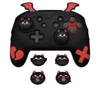PlayVital Funda de Silicona para Nintendo Switch Pro Mando - Carcasa Protectora con 4 Agarres para el Pulgar y 2 Pegatinas, Antideslizante y Antirayaduras, Diseño Gótico (Negro)