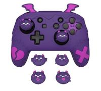 PlayVital Funda de Silicona para Nintendo Switch Pro Mando - Carcasa Protectora con 4 Agarres para el Pulgar y 2 Pegatinas, Antideslizante y Antirayaduras, Diseño Gótico (Violeta)