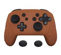 PlayVital Funda de Silicona para Nintendo Switch Pro Mando - Cubierta Ergonómica Antideslizante con Tapas para Pulgar, Grip Mejorado, Accesorio para Switch Pro (Edición Samurai-Señal Marrón)