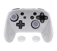 PlayVital Funda de Silicona para Nintendo Switch Pro Mando - Cubierta Ergonómica Antideslizante con Tapas para Pulgar, Grip Mejorado, Accesorio para Switch Pro (Edición Samurai-Blanco Claro)