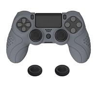 PlayVital Funda de Silicona para ps4/Slim/Pro Mando - Carcasa Protectora Suave y Antideslizante, Carcasa con 2 Tapas de Joystick, Diseño Ergonómico - Edición Guardian (Gris)