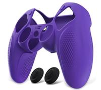 PlayVital Funda de Silicona para ps5 - Carcasa Antideslizante con Tapas para el Pulgar, Protectora Ergonómica para Control, Material Suave, Compatible con Base de Carga, Edición Ninja (Malva Púrpura)