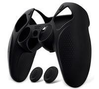 PlayVital Funda de Silicona para ps5 - Carcasa Antideslizante con Tapas para el Pulgar, Protectora Ergonómica para Control, Material Suave, Compatible con Base de Carga, Edición Ninja (Negro)
