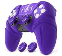 PlayVital Funda de Silicona para ps5 - Cubierta Protectora con Tapas de Joystick y Pegatinas para Panel Táctil y D-Pad, Compatible con ps5 Base de Carga (Edición Runes - Violeta)