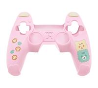 PlayVital Funda de Silicona para ps5 - Diseño Kawaii de Oso, Cubierta Protectora para Mando, Compatible con Estación de Carga, Incluye Pegatina para Touch Pad y Tapas para Pulgar (Rosa & Amarillo)