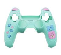 PlayVital Funda de Silicona para ps5 - Diseño Kawaii de Oso, Cubierta Protectora para Mando, Compatible con Estación de Carga, Incluye Pegatina para Touch Pad y Tapas para Pulgar (Verde & Rosa)