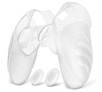 PlayVital Funda de Silicona para ps5 Edge Mando | Agarre Antideslizante, Diseño Ergonómico, 2 Tapas para Joysticks, Cubierta Protectora, Edición Guardian, Blanco Claro