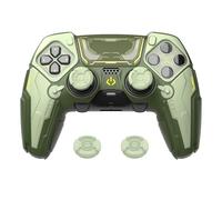 PlayVital Funda de Silicona para ps5 Edge Mando - Carcasa Protectora Antideslizante con Tapas para Joystick y Pegatinas Decorativas - Stellar Mecha (Verde Militar & Verde Salvia)