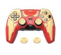 PlayVital Funda de Silicona para ps5 Edge Mando - Carcasa Protectora Antideslizante con Tapas para Joystick y Pegatinas Decorativas - Stellar Mecha (Rojo Carmesí & Amarillo Hierro)