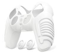 PlayVital Funda de Silicona para ps5 Mando - Carcasa Antideslizante Ergonómica con 2 Tapas para Joysticks, Protector Suave y Resistente - Edición Guerrero Raging (Blanco)
