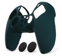 PlayVital Funda de Silicona para ps5 Mando - Carcasa de Goma Antideslizante con Tapas de Joysticks, Protector Tacto Suave y Agarre Mejorado, Accesorio para ps5 - Pure Series (Oscuro Verde)