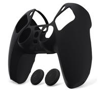 PlayVital Funda de Silicona para ps5 Mando - Carcasa de Goma Antideslizante con Tapas de Joysticks, Protector Tacto Suave y Agarre Mejorado, Accesorio para ps5 - Pure Series (Negro)