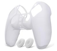 PlayVital Funda de Silicona para ps5 Mando - Carcasa de Goma Antideslizante con Tapas de Joysticks, Protector Tacto Suave y Agarre Mejorado, Accesorio para ps5 - Pure Series (Blanco Claro)