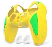 PlayVital Funda de Silicona para ps5 Mando - Carcasa de Goma Antideslizante con Tapas para Joysticks, Protector Tacto Suave, Accesorio Compatible con ps5 - Edición Knight (Leyenda Amarilla & Verde)