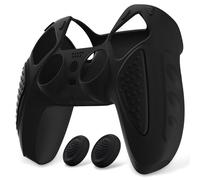 PlayVital Funda de Silicona para ps5 Mando - Carcasa de Goma Antideslizante con Tapas para Joysticks, Protector Tacto Suave, Accesorio Compatible con ps5 - Edición Knight (Negro)