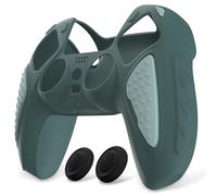 PlayVital Funda de Silicona para ps5 Mando - Carcasa de Goma Antideslizante con Tapas para Joysticks, Protector Tacto Suave, Accesorio Compatible con ps5 - Edición Knight (Gris Templeton & Gris Jade)