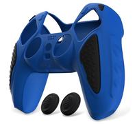 PlayVital Funda de Silicona para ps5 Mando - Carcasa de Goma Antideslizante con Tapas para Pulgar, Protector Tacto Suave, Accesorio Compatible con ps5 - Edición Knight (Azul Negro)