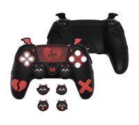 PlayVital Funda de Silicona para ps5 Mando - Carcasa Protectora con 4 Agarres para el Pulgar y 6 Pegatinas Decorativas, Compatible con ps5 Base de Carga Oficial, Diseño gótico (Negro)