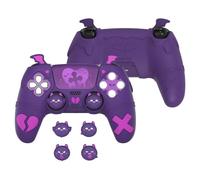 PlayVital Funda de Silicona para ps5 Mando - Carcasa Protectora con 4 Agarres para el Pulgar y 6 Pegatinas Decorativas, Compatible con ps5 Base de Carga Oficial, Diseño gótico (Violeta)