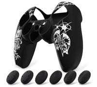 playvital Funda de Silicona para ps5 Mando | Compatible con Base de Carga, Agarre Antideslizante, Tacto Suave, 6 Tapas para Pulgar, Pure Series, Pecado Fuente