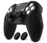 PlayVital Funda de Silicona para ps5 Mando - Cubierta Protectora Antideslizante de Material Premium, Ajuste Diseño Cyber Mech Futurista, Compatible con Base de Carga Oficial (Negro)