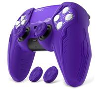 PlayVital Funda de Silicona para ps5 Mando - Cubierta Protectora Antideslizante de Material Premium, Ajuste Diseño Cyber Mech Futurista, Compatible con Base de Carga Oficial (Violeta)