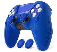 PlayVital Funda de Silicona para ps5 Mando - Cubierta Protectora Antideslizante de Material Premium, Ajuste Diseño Cyber Mech Futurista, Compatible con Base de Carga Oficial (Azul)