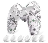 PlayVital Funda de Silicona para ps5 Mando - Cubierta Protectora Antideslizante y Suave con 6 Tapas para Pulgar, Grip Mejorado, Compatible con Base de Carga (Pure Series-Efectivo 100 Dólares)