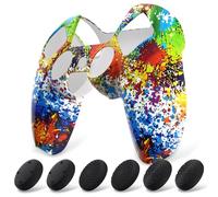 PlayVital Funda de Silicona para ps5 Mando - Cubierta Protectora Antideslizante y Suave con 6 Tapas para Pulgar, Grip Mejorado, Compatible con Base de Carga (Pure Series-Colores Salpicaduras)