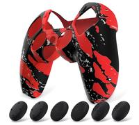 PlayVital Funda de Silicona para ps5 Mando - Cubierta Protectora Antideslizante y Suave con 6 Tapas para Pulgar, Grip Mejorado, Compatible con Base de Carga (Pure Series-Samurai Blanco)