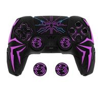 PlayVital Funda de Silicona para ps5 Mando - Diseño Cyber Spider, Antideslizante y Antigolpes, Incluye 2 Agarre de Pulgar y 6 Stickers, Compatible con ps5 Estación de Carga Oficial (Negro & Violeta)