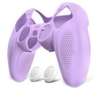 playvital Funda de Silicona para ps5 Mando | Material Suave, Agarre Antideslizante, Diseño Ergonómico, Compatible con Base de Carga, con Tapas para Pulgar, Brilla Oscuro