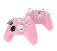 PlayVital Funda de Silicona para Xbox Series X/S Mando - Protector Antideslizante con Tapas para Joystick & Pegatina, Cubierta Suave para Xbox Core Mando - Diseño Gatito Sakura (Rosa)