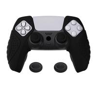 PlayVital Funda de Silicona por Separado para ps5 Control - Protector Ergonómico y Antideslizante con Tapas de Joystick, Compatible con Estación de Carga, Edición Guardian (Negro)