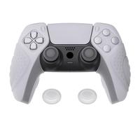 PlayVital Funda de Silicona por Separado para ps5 Control - Protector Ergonómico y Antideslizante con Tapas de Joystick, Compatible con Estación de Carga, Edición Guardian (Blanco Claro)