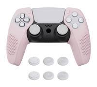 PlayVital Funda de Silicona Separada para ps5 Mando - Cubierta Protectora con Tapas de Joysticks, Fundas para Controlador, Compatible con Estación de Carga para ps5, Tacto Suave, 3D Tachonado (Rosa)