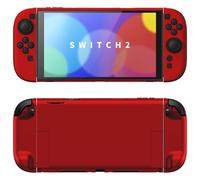 PlayVital Funda Dockable para Nintendo Switch 2, Carcasa Protectora con Soporte Extra y Tapas de Joystick, Accesorios para Switch 2 - Color Sólido Serie (Rojo Escarlata)