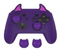 PlayVital Funda Protectora de Silicona para Nintendo Switch Pro - Cubierta Ergonómica con Tapas para el Pulgar, Tacto Suave y Resistente a Caídas, Diseño Cute Demon Antideslizante (Violeta)