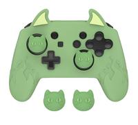 PlayVital Funda Protectora de Silicona para Nintendo Switch Pro - Cubierta Ergonómica con Tapas para el Pulgar, Tacto Suave y Resistente a Caídas, Diseño Cute Demon Antideslizante (Matcha Verde)