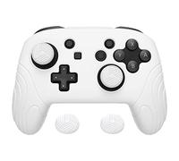 PlayVital Funda Protectora de Silicona para Nintendo Switch Pro Mando - Cubierta Ergonómica Antideslizante con Tapas para Pulgar, Grip Mejorado, Accesorio para Switch Pro (Edición Samurai-Blanco)